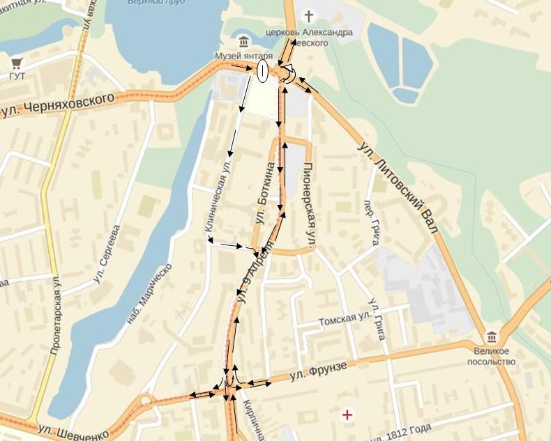Схема движения площадь василевского Калининград
